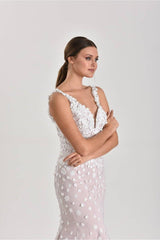 Lac An Fleurs Üç Boyutlu Dantel Balık Gelinlik - Mediha Cambaz Bridal