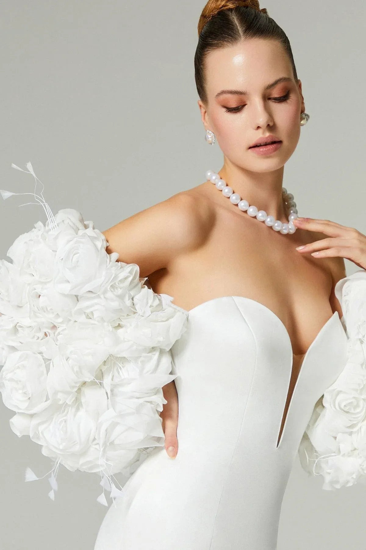 Laranda Kolu Gül Aplikeli Balık Gelinlik - Mediha Cambaz Bridal