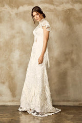 Lattice Güpür Dantel Düz Kesim Gelinlik - Mediha Cambaz Bridal