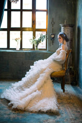 Layla Balon Kol Fırfırlı A Kesim Gelinlik - Mediha Cambaz Bridal