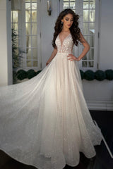 Lena Simli Dantel V Yaka A Kesim Gelinlik - Mediha Cambaz Bridal