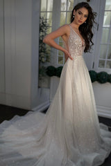 Lena Simli Dantel V Yaka A Kesim Gelinlik - Mediha Cambaz Bridal