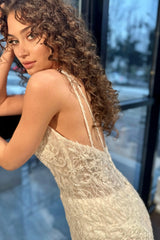 Lexi Dantel V Yaka Askılı Balık Gelinlik - Mediha Cambaz Bridal