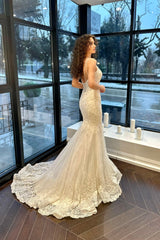 Lexi Dantel V Yaka Askılı Balık Gelinlik - Mediha Cambaz Bridal