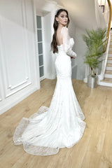 Libra Fransız Dantelli Uzun Kollu Balık Gelinlik - Mediha Cambaz Bridal