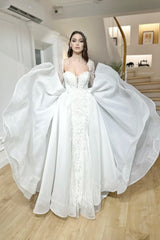 Libra Fransız Dantelli Uzun Kollu Balık Gelinlik - Mediha Cambaz Bridal