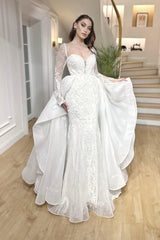 Libra Fransız Dantelli Uzun Kollu Balık Gelinlik - Mediha Cambaz Bridal