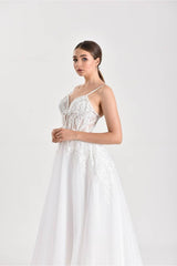 Libra İpek Tül Straplez A Kesim Gelinlik - Mediha Cambaz Bridal