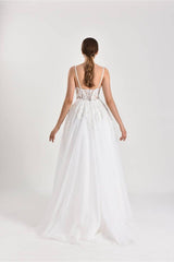 Libra İpek Tül Straplez A Kesim Gelinlik - Mediha Cambaz Bridal