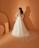 Lily Balon Kol Pullu Dantel A Kesim Gelinlik - Mediha Cambaz Bridal