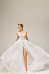 Linda Askılı Kare Yaka İki Parça Gelinlik - Mediha Cambaz Bridal