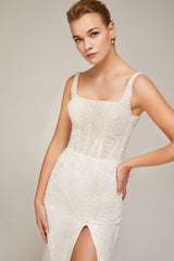 Linda Askılı Kare Yaka İki Parça Gelinlik - Mediha Cambaz Bridal