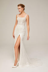 Linda Askılı Kare Yaka İki Parça Gelinlik - Mediha Cambaz Bridal