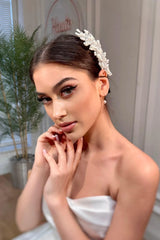 Linda İncili ve Boncuklu Gelin Saç Aksesuarı - Mediha Cambaz Bridal