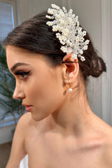 Linda İncili ve Boncuklu Gelin Saç Aksesuarı - Mediha Cambaz Bridal