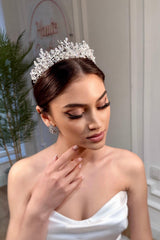 Lui Zirkon ve Kristal Damla Taşlı Gelin Tacı - Mediha Cambaz Bridal