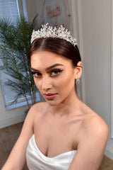 Lui Zirkon ve Kristal Damla Taşlı Gelin Tacı - Mediha Cambaz Bridal