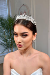 Lui Zirkon ve Kristal Damla Taşlı Gelin Tacı - Mediha Cambaz Bridal