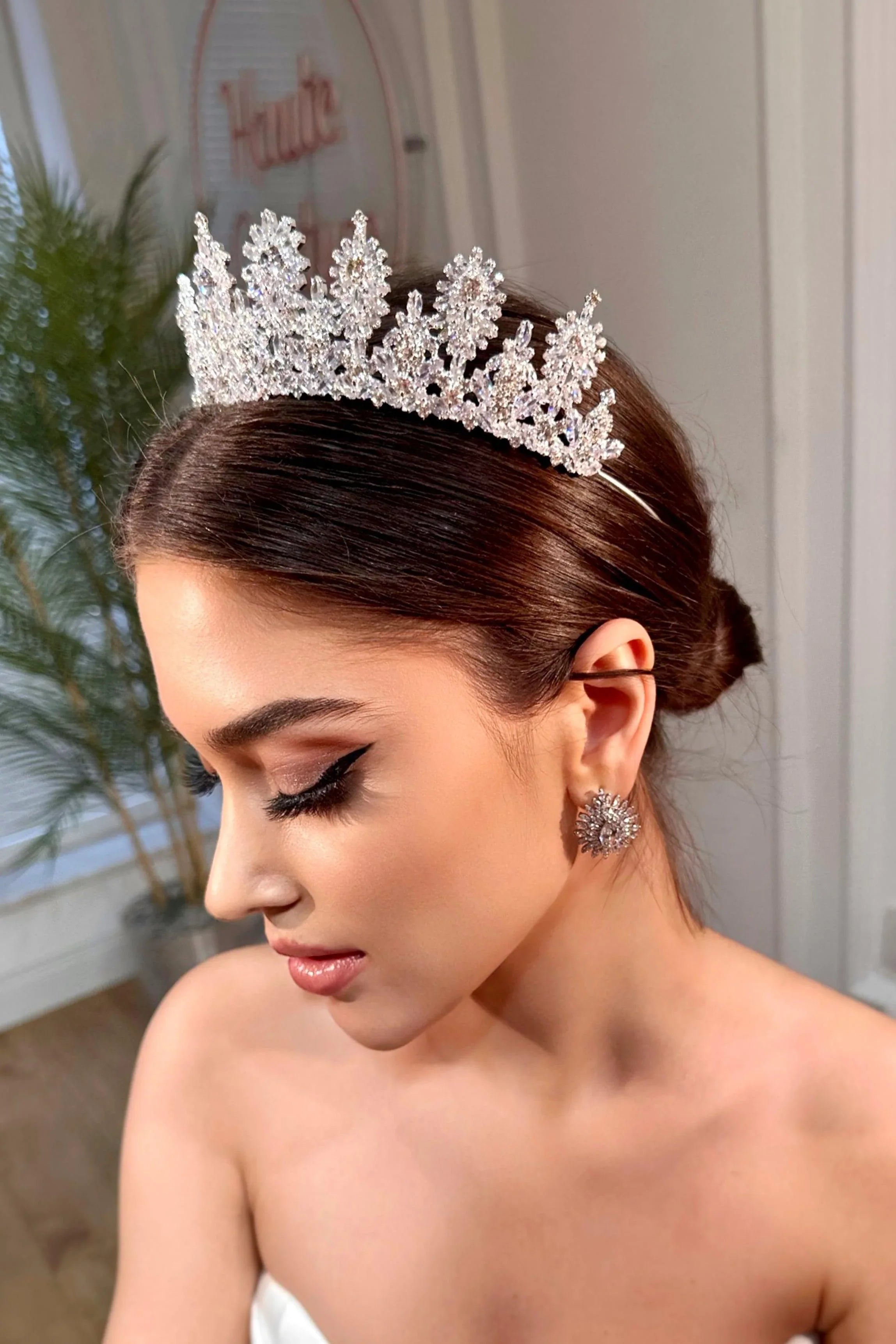 Luna Zirkon Taşlı Gelin Tacı - Mediha Cambaz Bridal