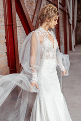 Lux Üç Boyutlu Dantel Balon Kol Balık Gelinlik - Mediha Cambaz Bridal