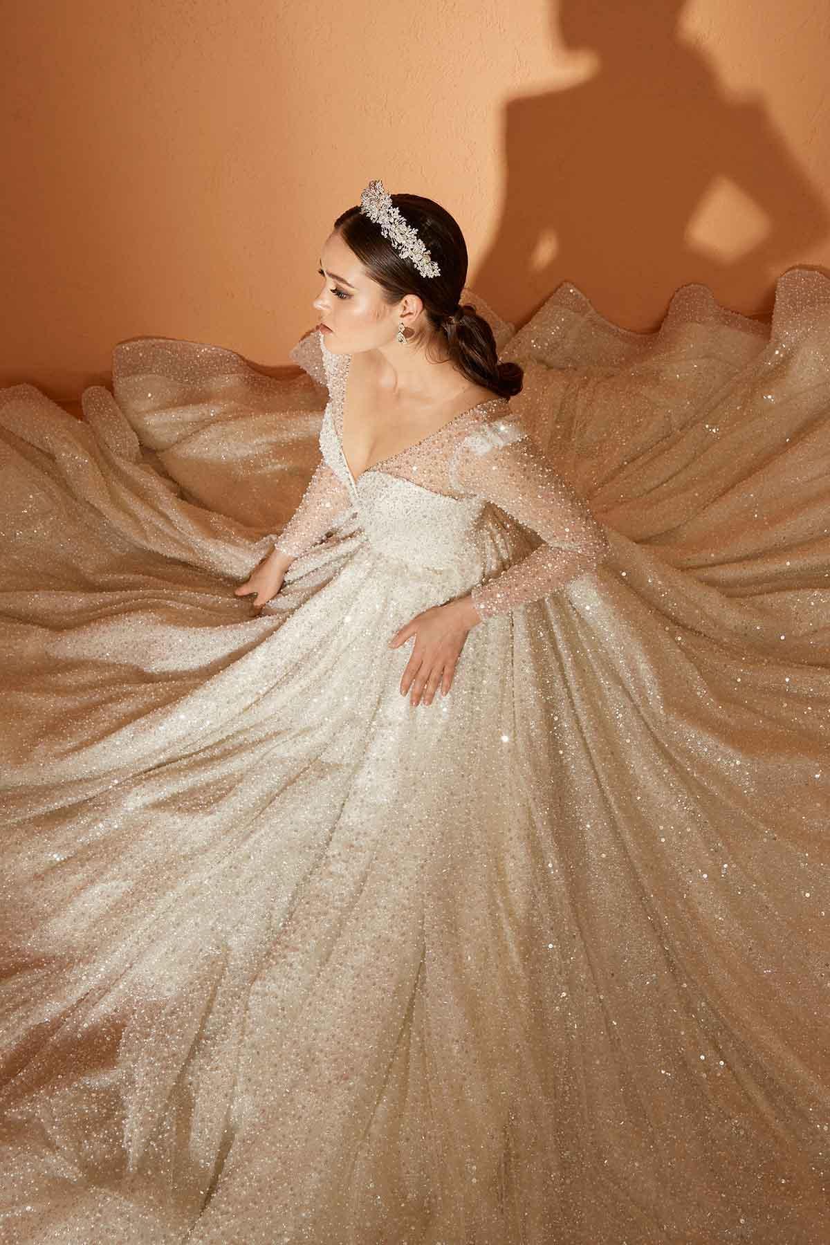 Luxe 22 El Yapımı Işıltılı Prenses Model Gelinlik - Mediha Cambaz Bridal