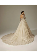 Luxe Kasnak İşi Uzun Kol Prenses Model Gelinlik - Mediha Cambaz Bridal