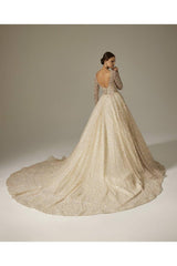 Luxe Kasnak İşi Uzun Kol Prenses Model Gelinlik - Mediha Cambaz Bridal