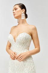 Luxury 91 Briket Desenli Kasnak İşi Balık Gelinlik - Mediha Cambaz Bridal