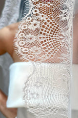 Maisa Fransız Dantelli Oval Kısa Rahibe Duvak - Mediha Cambaz Bridal