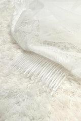 Maisa Fransız Dantelli Oval Kısa Rahibe Duvak - Mediha Cambaz Bridal