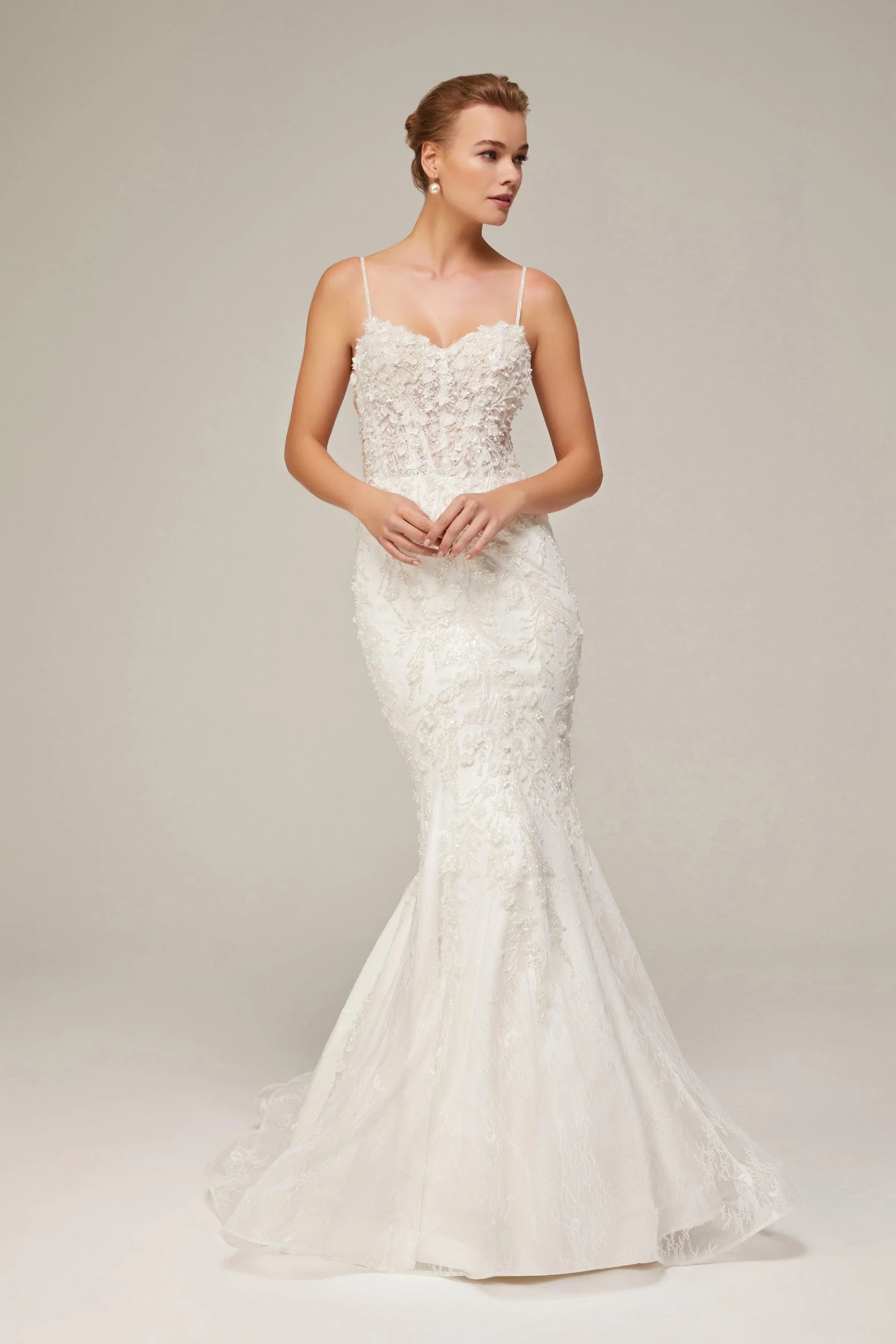 Malina Dantel Sırt Dekolteli Balık Gelinlik - Mediha Cambaz Bridal