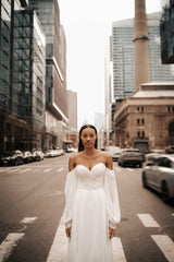 Maria Şifon Drapeli Helen Düz Kesim Gelinlik - Mediha Cambaz Bridal