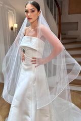 Marten Kenar Ucu Grenli Oval Uzun Hayal Tül Duvak - Mediha Cambaz Bridal