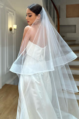 Marten Kenar Ucu Grenli Oval Uzun Hayal Tül Duvak - Mediha Cambaz Bridal