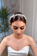Mary İncili ve Kristal Taşlı Gelin Saç Aksesuarı - Mediha Cambaz Bridal
