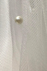 Matilda Kırık Beyaz Seyrek İnci İşlemeli Uzun Duvak - Mediha Cambaz Bridal