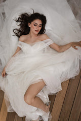 Mikito Kalp Yaka Drapeli Tül A Kesim Gelinlik - Mediha Cambaz Bridal