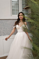 Mikito Kalp Yaka Drapeli Tül A Kesim Gelinlik - Mediha Cambaz Bridal