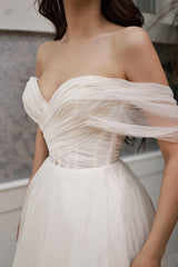 Mikito Kalp Yaka Drapeli Tül A Kesim Gelinlik - Mediha Cambaz Bridal