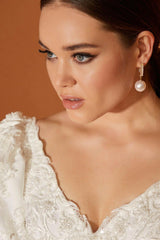 Minso 22 Fransız Dantel Drapeli A Kesim Gelinlik - Mediha Cambaz Bridal