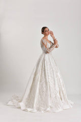 Moira Işıltı Dantel Sırt Dekolteli Prenses Model Gelinlik - Mediha Cambaz Bridal