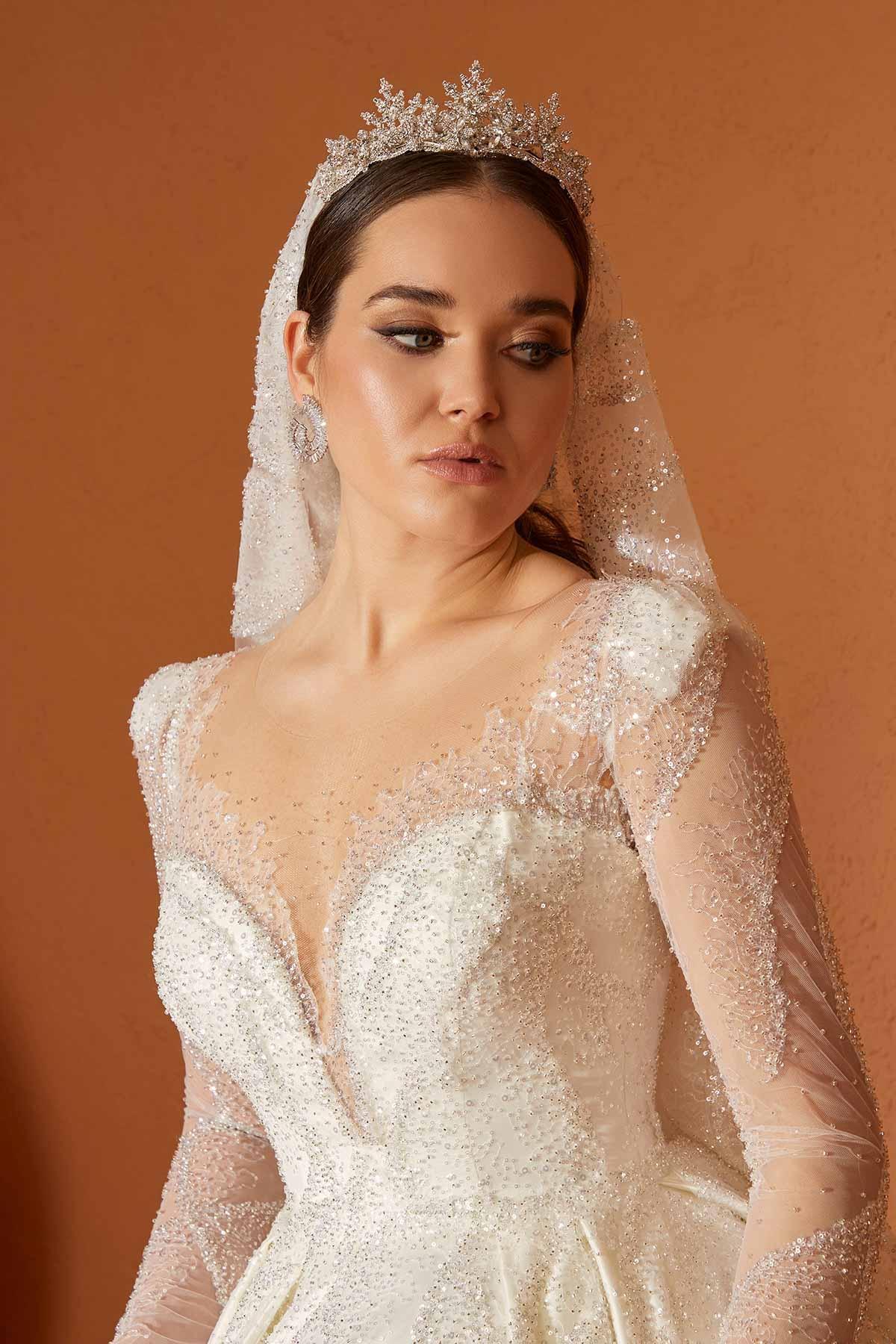 Molly 22 Işıltılı Dantel Prenses Model Gelinlik - Mediha Cambaz Bridal