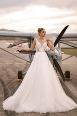 Morticia Drapeli Taş İşlemeli A Kesim Gelinlik - Mediha Cambaz Bridal