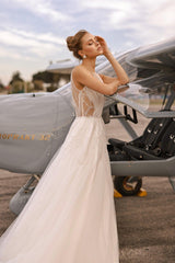 Morticia Drapeli Taş İşlemeli A Kesim Gelinlik - Mediha Cambaz Bridal