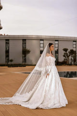 Nadia Fransız Dantel Uzun Kollu A Kesim Gelinlik - Mediha Cambaz Bridal