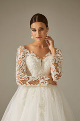Nanette İşlemeli Dantel Tül A Kesim Gelinlik - Mediha Cambaz Bridal
