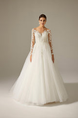 Nanette İşlemeli Dantel Tül A Kesim Gelinlik - Mediha Cambaz Bridal