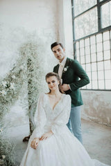 Naturel Balon Kol Vintage Bohem A Kesim Gelinlik - Mediha Cambaz Bridal