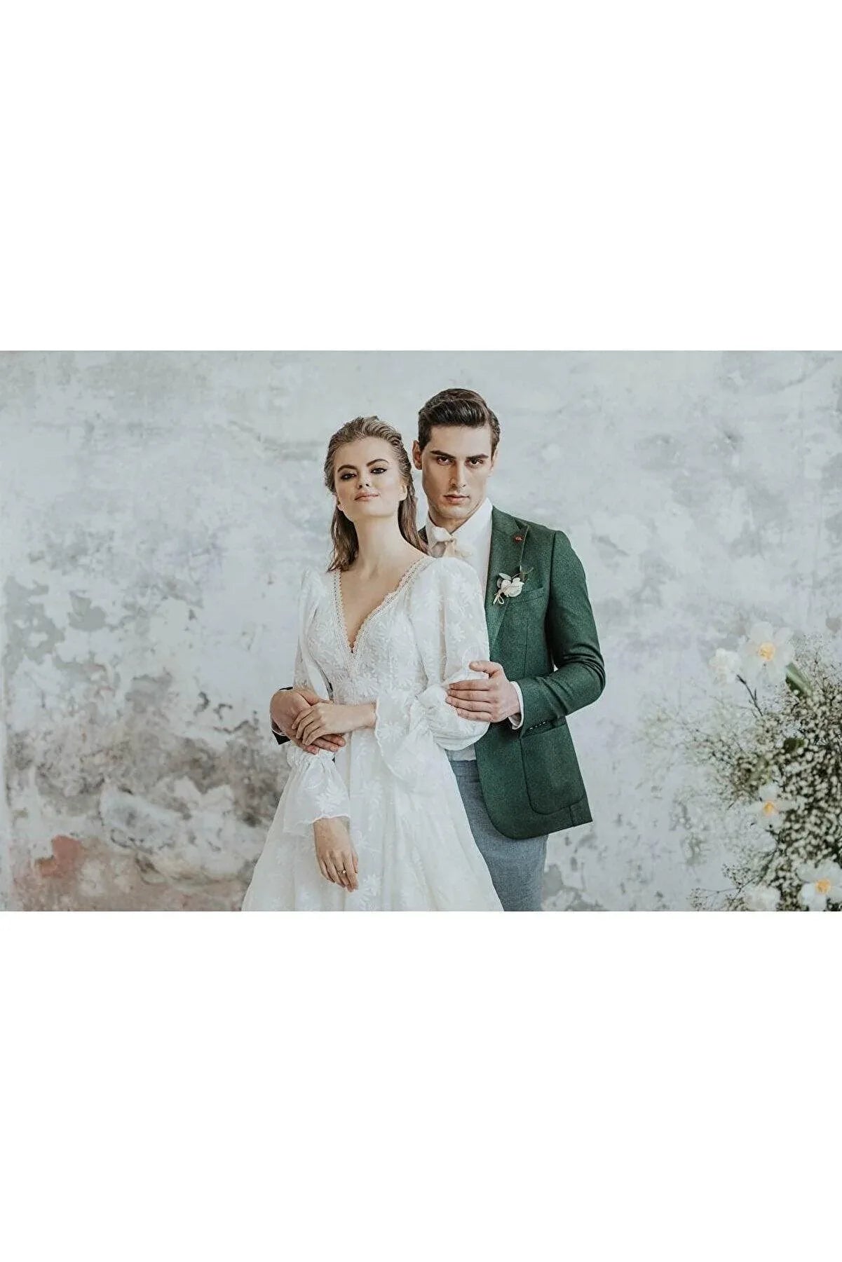 Naturel Balon Kol Vintage Bohem A Kesim Gelinlik - Mediha Cambaz Bridal