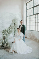 Naturel Balon Kol Vintage Bohem A Kesim Gelinlik - Mediha Cambaz Bridal